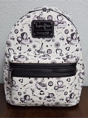 Loungefly Coraline Black and White AOP Mini Backpack Loungefly NWT